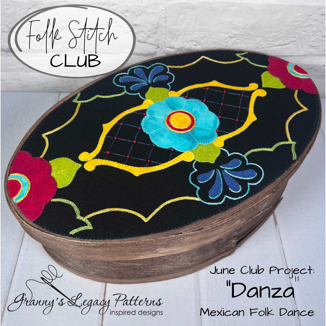 Granny's Legacy Folk Stitch Club | "Danza" Mexican Folk Dance Wool Applique Kit - June