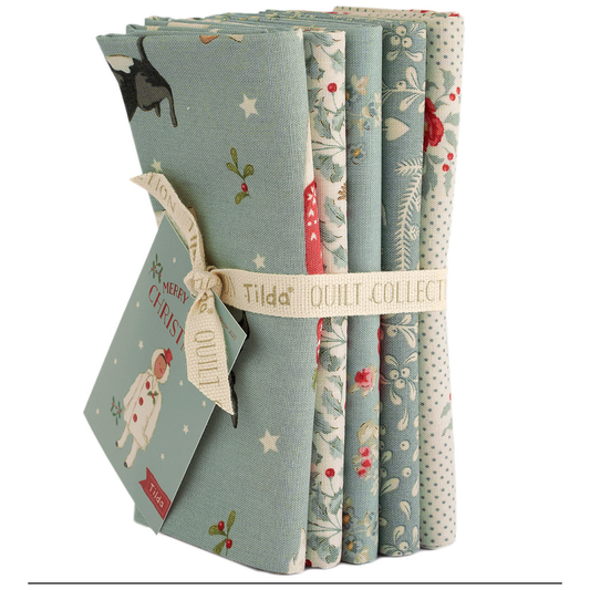 Tilda ~ Merry Little Christmas ~ Fat Quarter 5pcs TIL300243 Duckegg