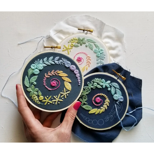 Jessica Long Embroidery | Spiral Sampler Beginner Embroidery Kit - Navy
