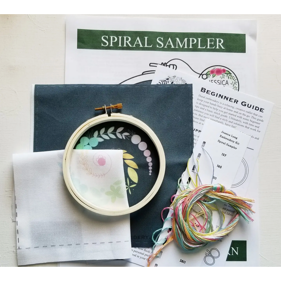 Jessica Long Embroidery | Spiral Sampler Beginner Embroidery Kit - Navy