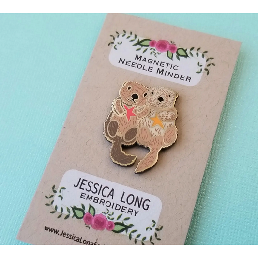 Jessica Long Embroidery | Sea Otters Enamel Needle Minder