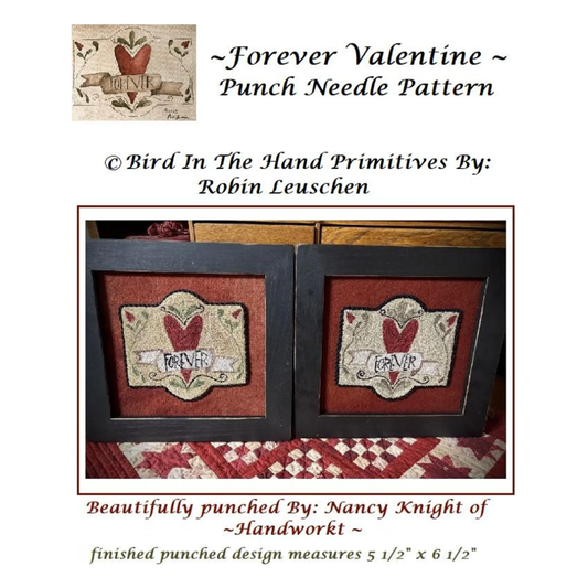 Bird In The Hand Primitives | Forever Valentine Punch Needle Pattern