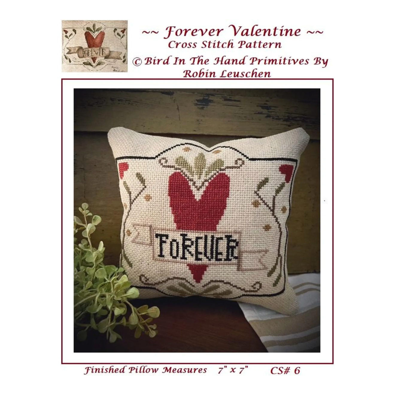 Bird In The Hand Primitives | Forever Valentine Cross Stitch Pattern