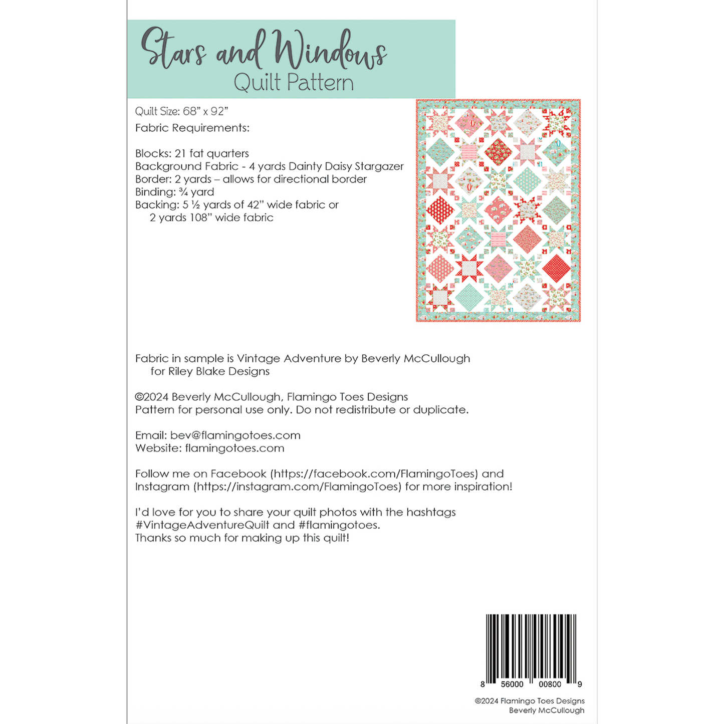 Beverly McCullough ~ Stars and Windows Quilt ~ P138-STARSANDWINDOWS