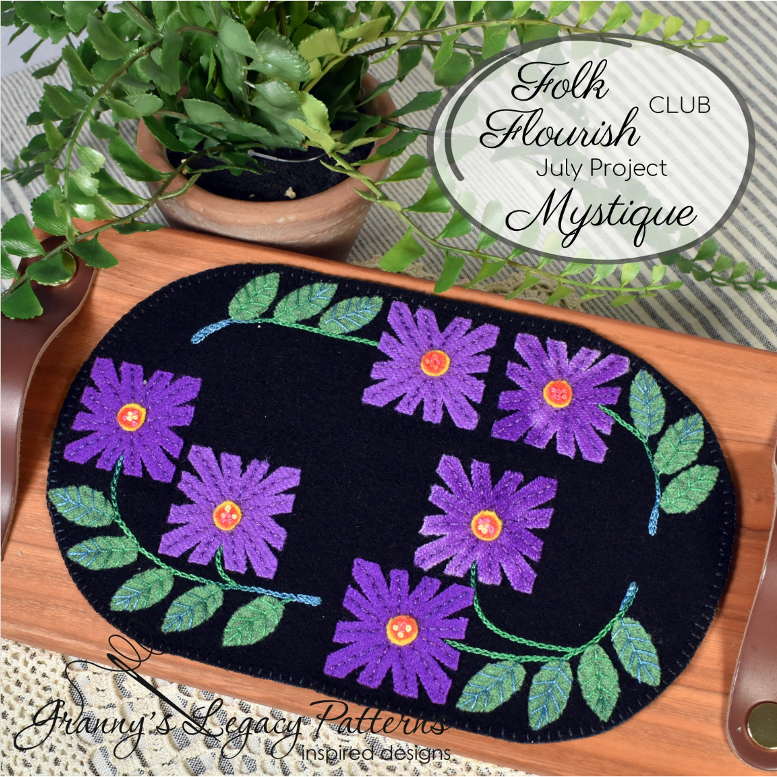 Granny's Legacy Folk Flourish Club | Erika Wool Applique Kit - July
