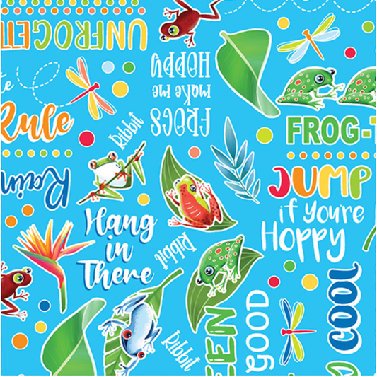 Rainforest Glow ~ Frog-Tastic Words 14897G-84 Medium Turquoise