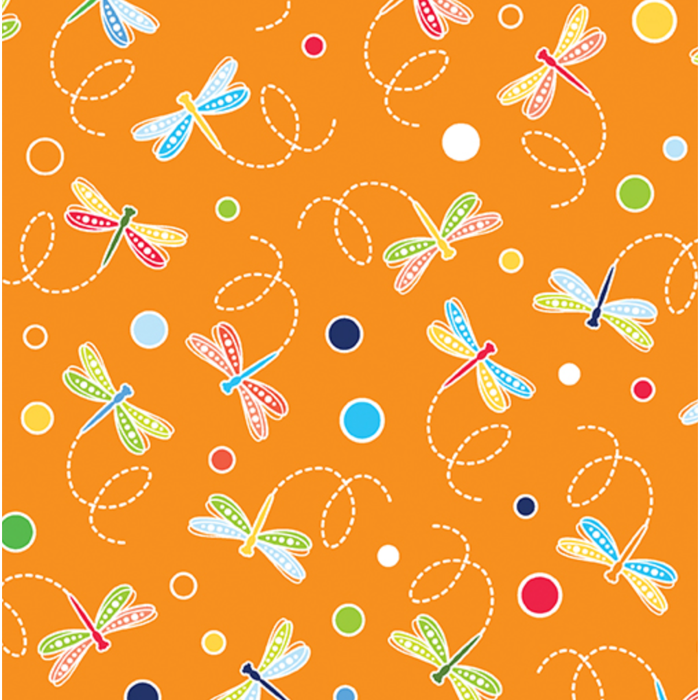 Rainforest Glow ~ Dragonflies & Dots 14892G-37 Orange