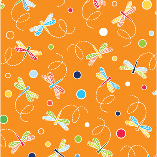 Rainforest Glow ~ Dragonflies & Dots 14892G-37 Orange