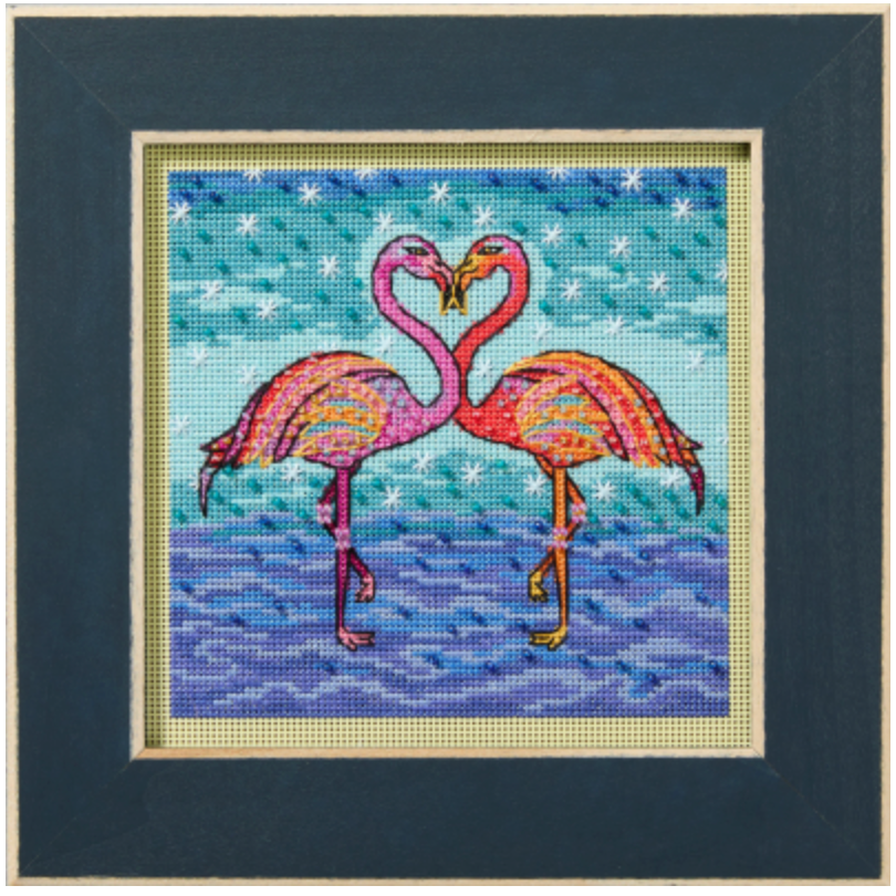 2025 Laurel Burch | Flowering Flamingos Cross Stitch Kit