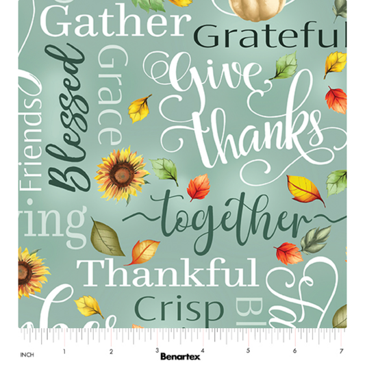 Give Thanks ~ Thankful Words 14935-43 Sage Green