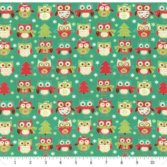 Owl Be Home for Christmas ~ Joyous Owls 16584-85 Teal