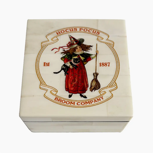 3-1/4" Vintage Style Color Halloween Witch Bone Needlework Box