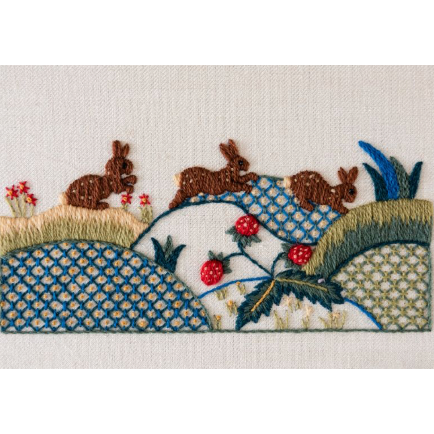 The Crewel Work Company | Rabbits at Dawn Crewel Embroidery Kit