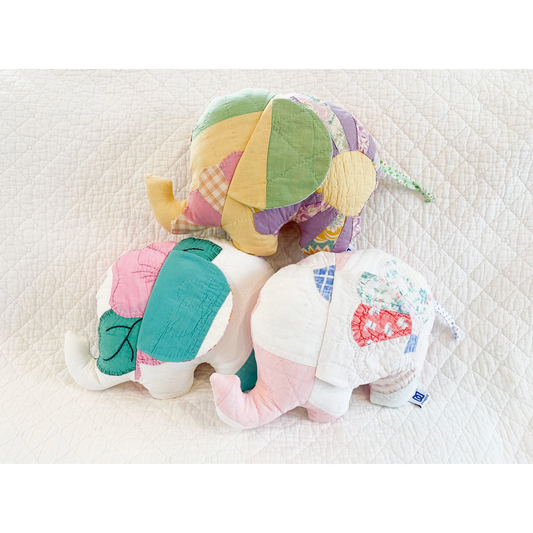 Dellwood Designs | Vintage Quilt Stuffed Elephant