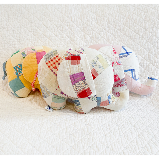 Dellwood Designs | Vintage Quilt Stuffed Elephant