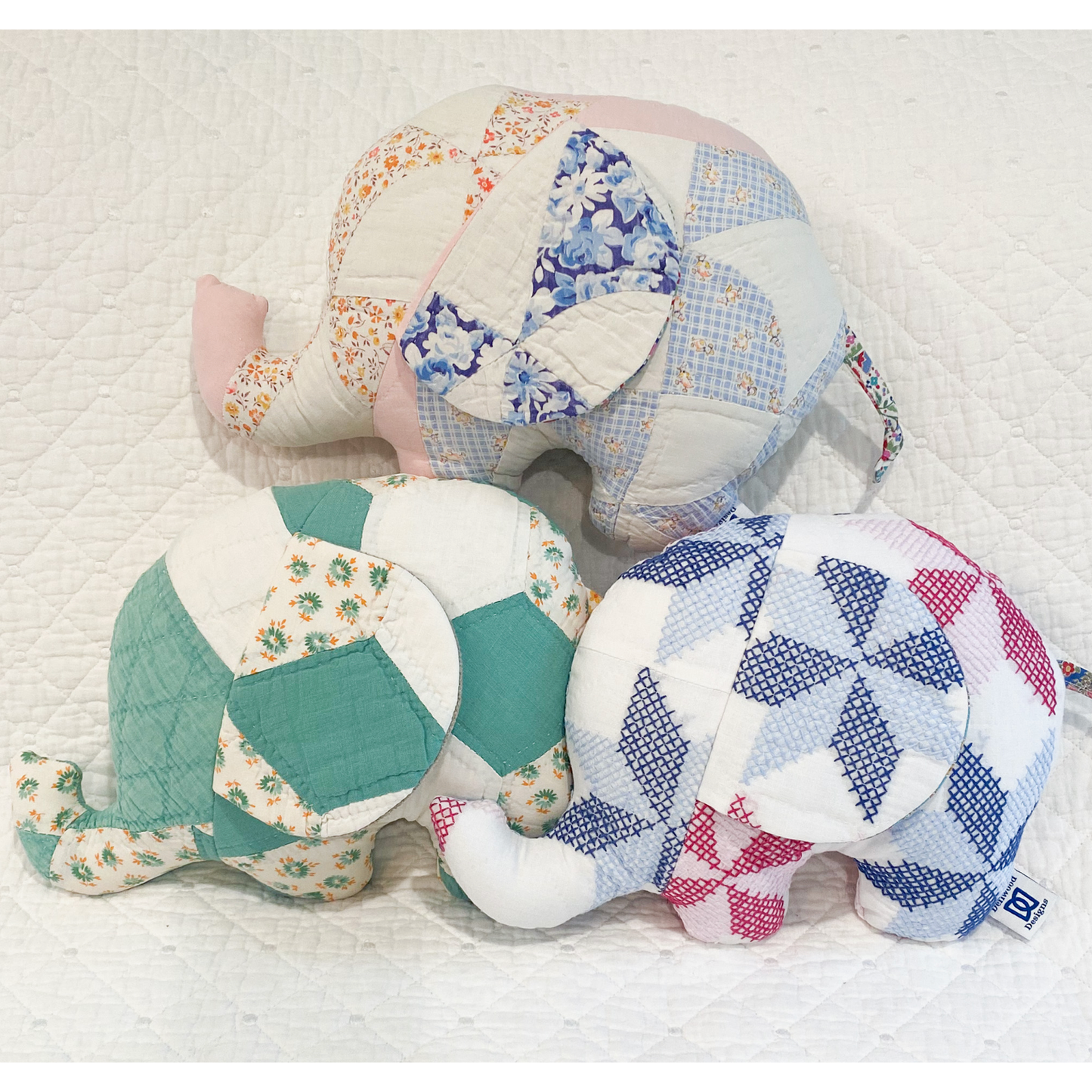 Dellwood Designs | Vintage Quilt Stuffed Elephant
