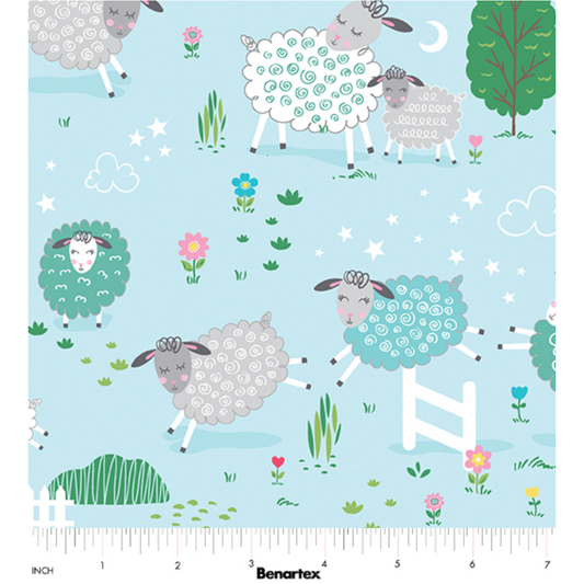 Sweet Little Lamb ~ Little Lamb Scenic 14964-54 Sky Blue