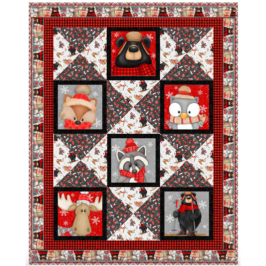 Pinecone Ridge Lodge ~ Snowy Friends Throw Quilt Kit