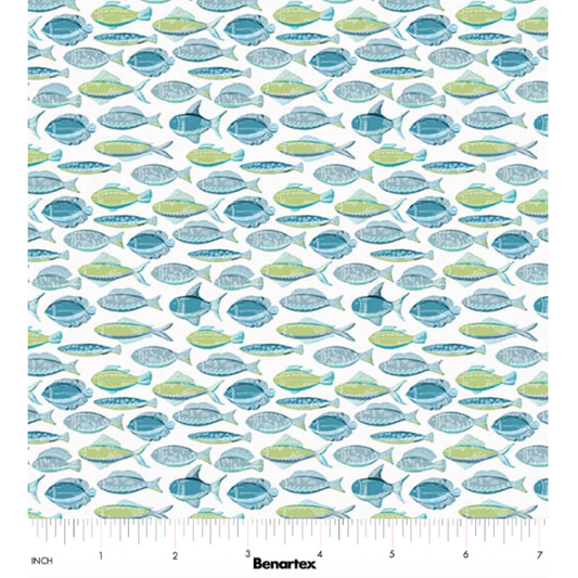 Under the Sea ~ Fish Swim 16536-09 White
