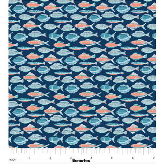 Under the Sea ~ Fish Swim 16536-58 Navy