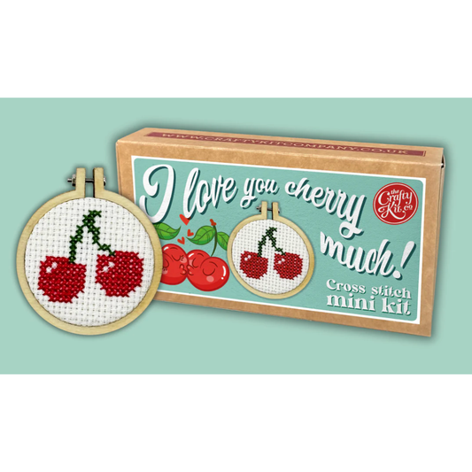 The Crafty Kit Company | 'I Love You Cherry Much!' Mini Matchbox Cross Stitch Kit