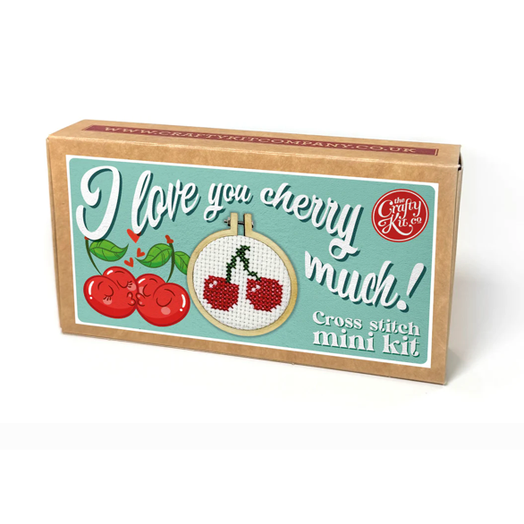 The Crafty Kit Company | 'I Love You Cherry Much!' Mini Matchbox Cross Stitch Kit