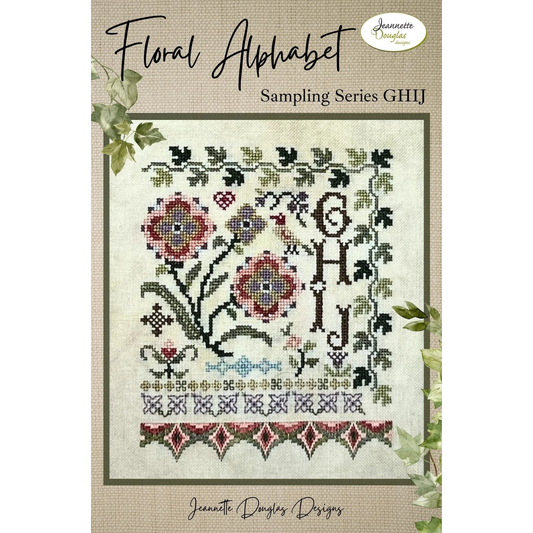 Jeannette Douglas Designs | Floral Alphabet Sampling Series - GHIJ