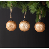Rustic Rose Gold Etched Glass Ornament