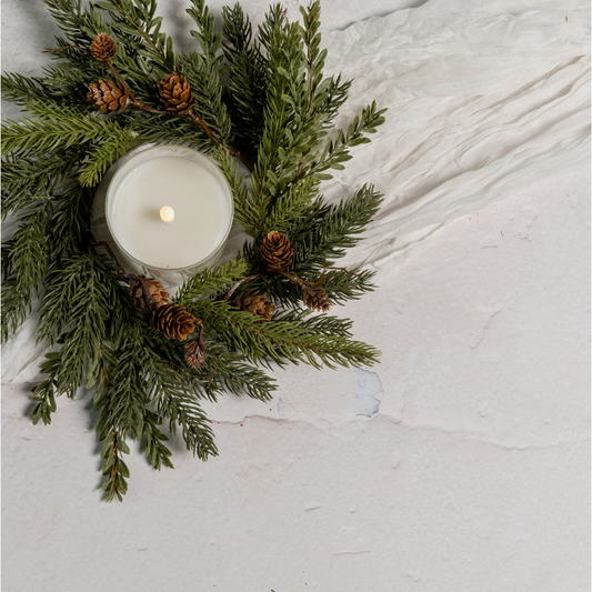 10" White Spruce & Tsuga Hemlock Candle Ring