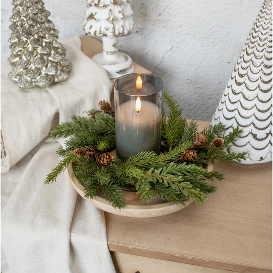10" White Spruce & Tsuga Hemlock Candle Ring