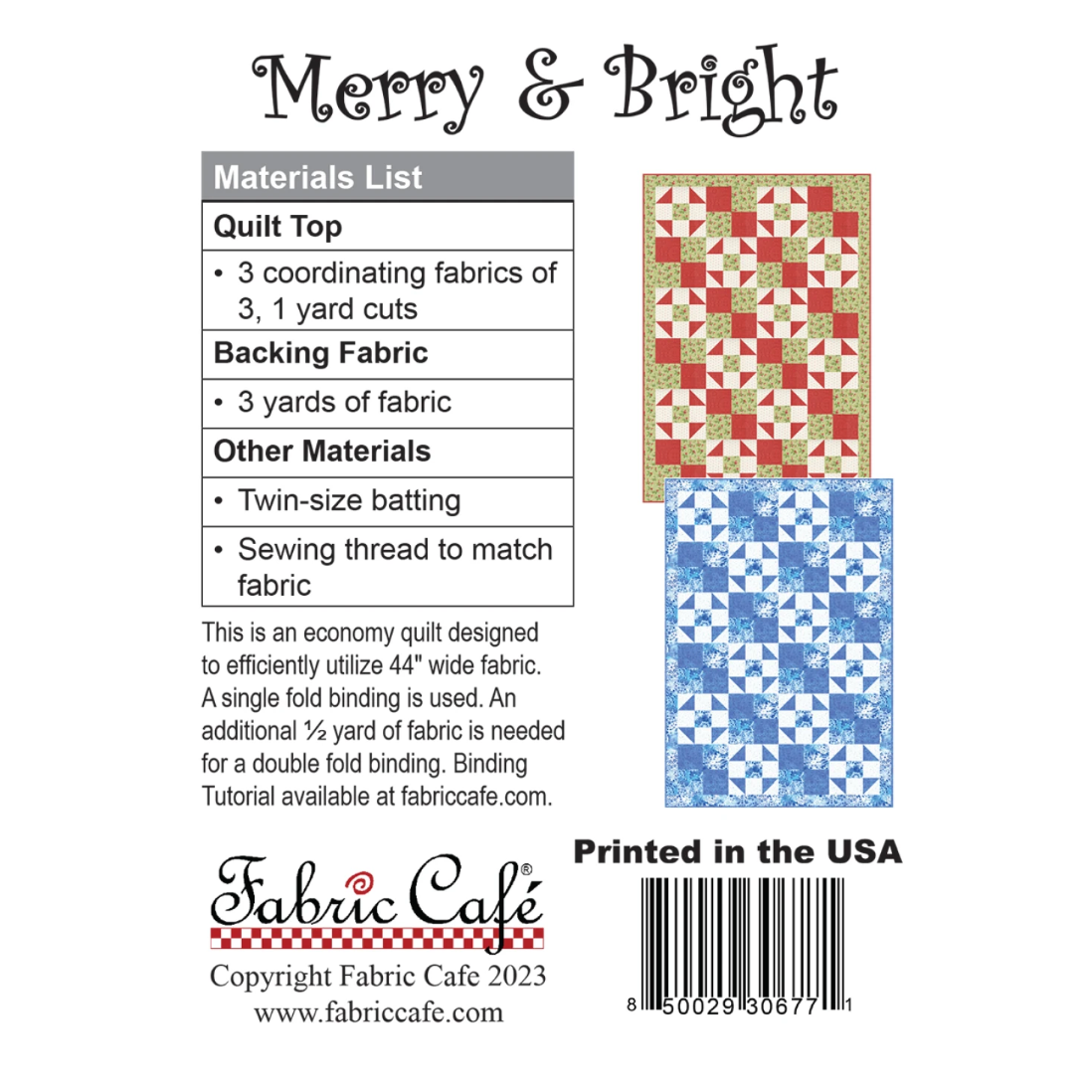 Fabric Cafe ~ Merry & Bright Quilt Pattern