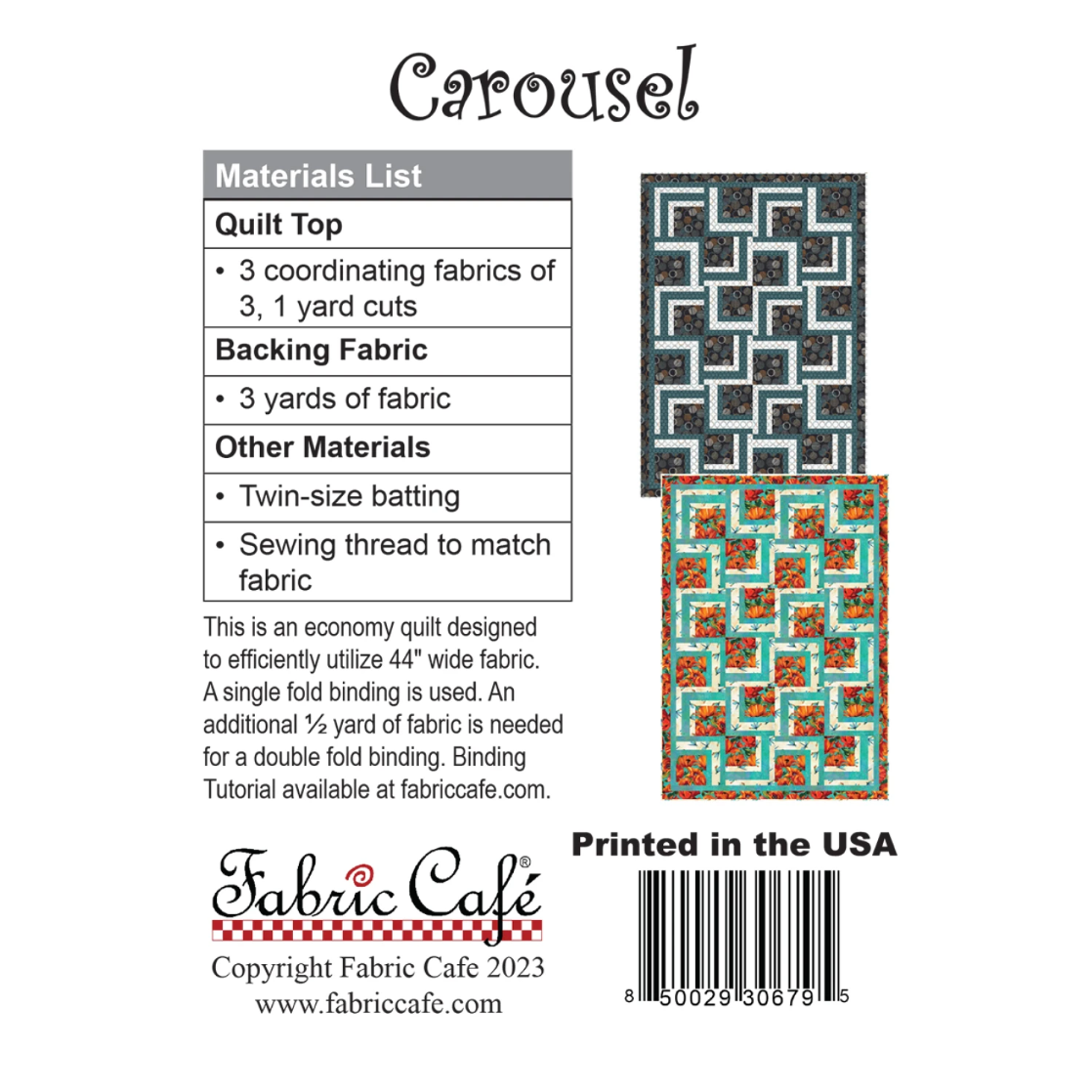 Fabric Cafe ~ Carousel Quilt Pattern