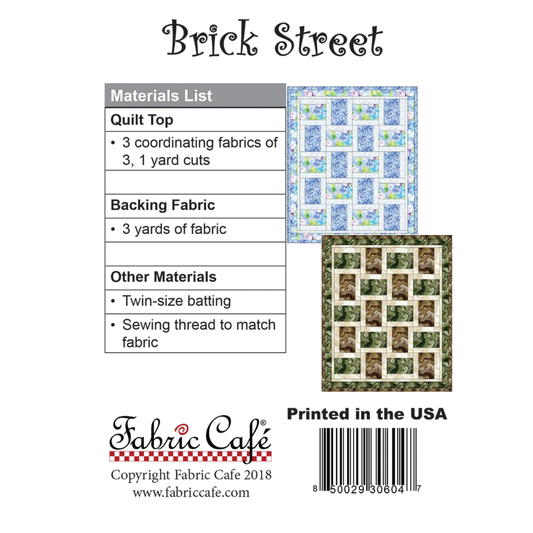Fabric Cafe ~ Brick Street Quilt Pattern