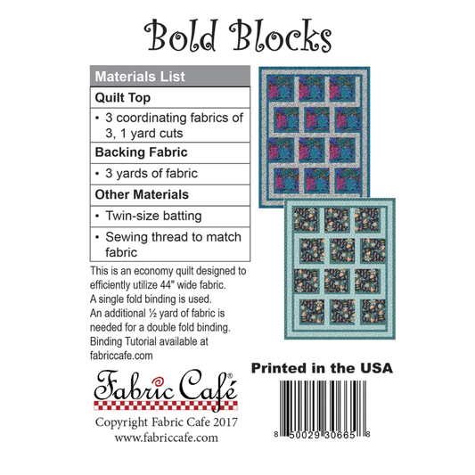 Fabric Cafe ~ Bold Blocks Quilt Pattern