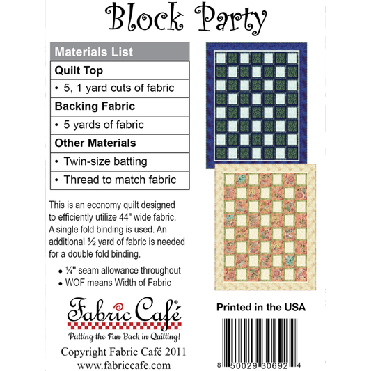 Fabric Cafe ~ Block Party Quilt Pattern