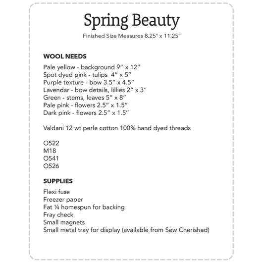 Sew Cherished ~ Spring Beauty Wool Applique Pattern
