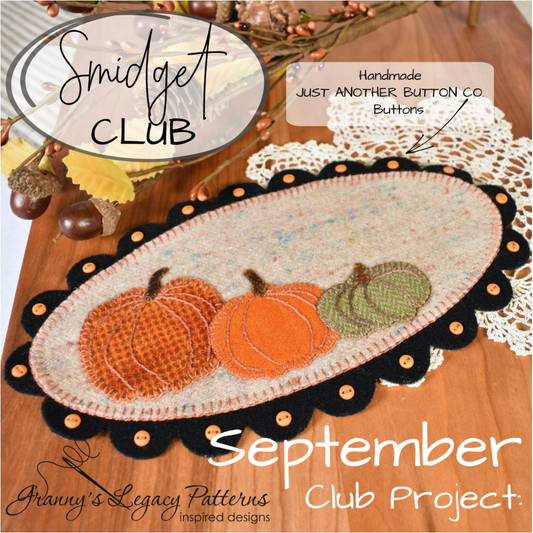 Granny's Legacy Smidget Club | Pumpkin Patch Wool Applique Kit - September