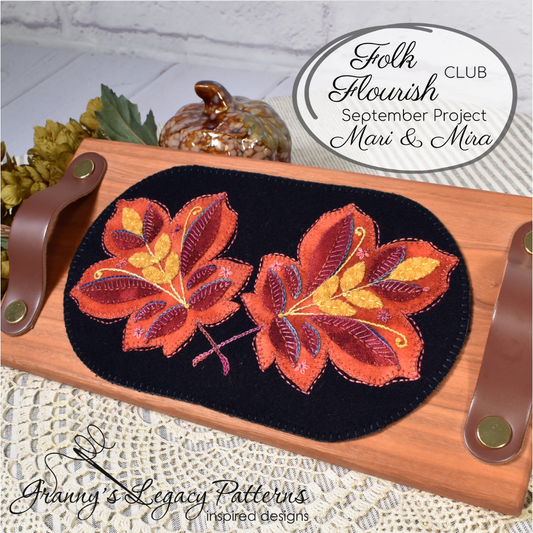 Granny's Legacy Folk Flourish Club | Mari and Mira Wool Applique Kit - September