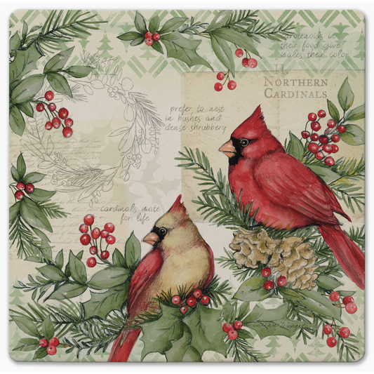 "Holiday Cardinal" Ceramic Stone Trivet 8" Square