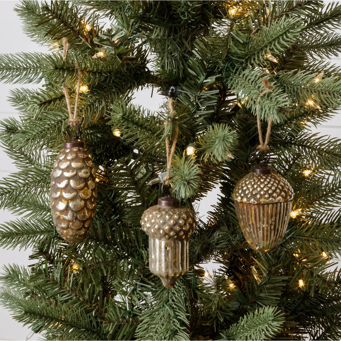 Glass Ornaments - Champagne Nuts Pinecone (Pk/03 Ast)