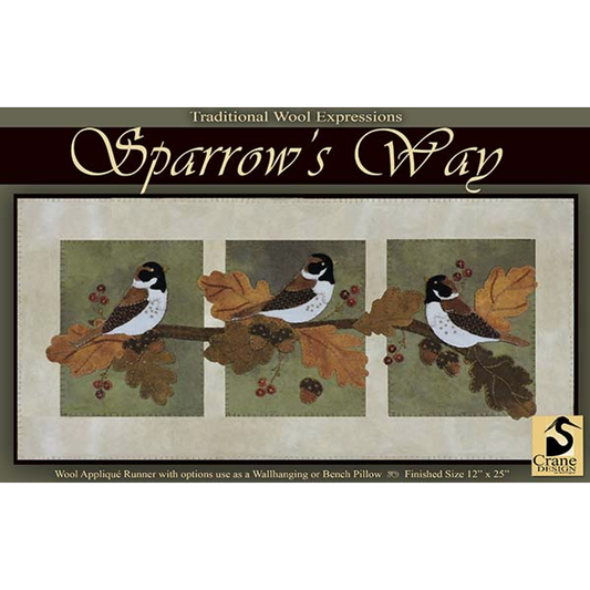 Crane Design ~ Sparrow's Way Wool Applique Pattern