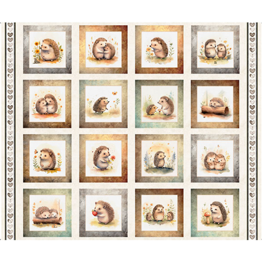 Hedgehugs ~ Hedgehog Picture Patches Panel ~ 31412 E Cream