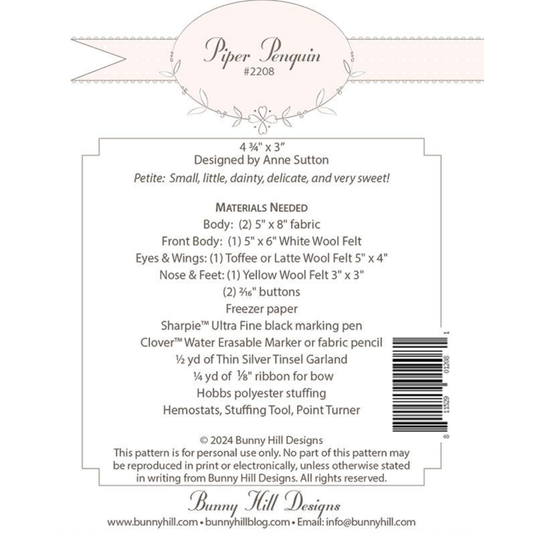 Bunny Hill Designs ~ Piper Penguin Pattern
