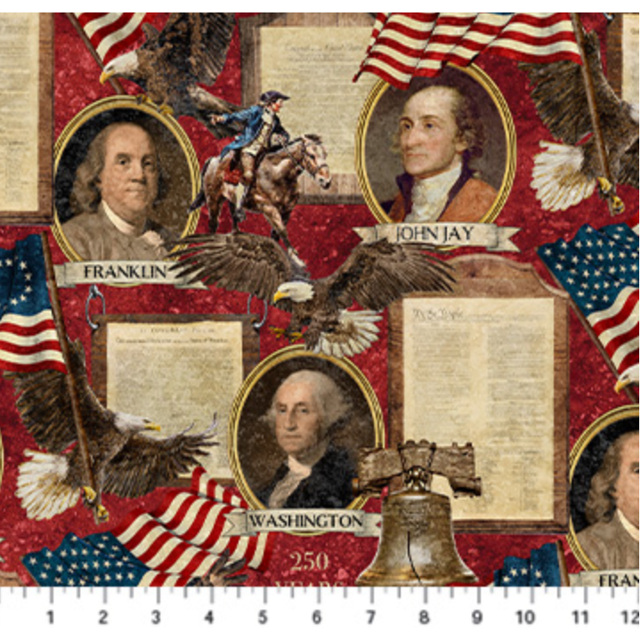 America 250 ~ Founding Fathers ~ DP28368-24 Red Multi