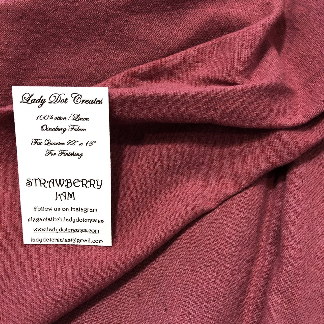 Lady Dot Creates | Hand-Dyed Osnaburg - Strawberry Jam