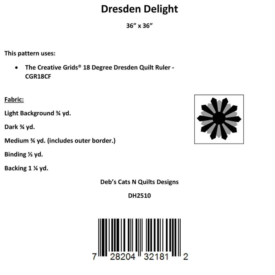 ﻿Deb's Cats N Quilts ~ Dresden Delight Quilt Pattern