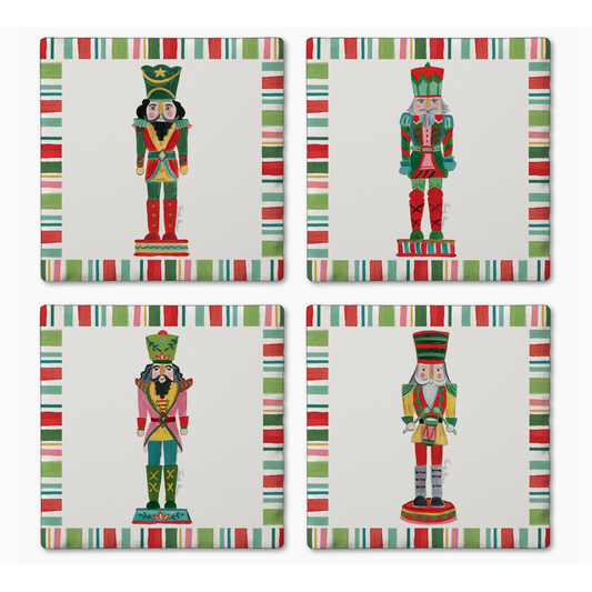 "Holiday Nutcrackers" 4 Pack Assorted Image Coaster Set
