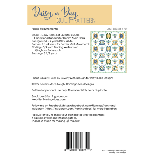 Beverly McCullough ~ Daisy a Day Quilt Pattern