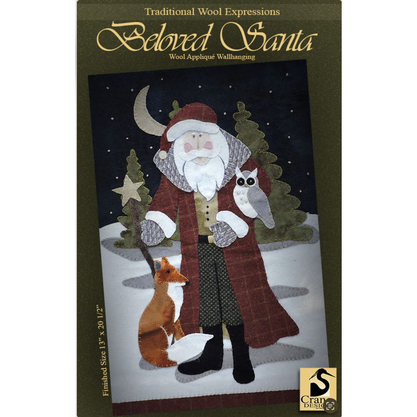 Crane Design ~ Beloved Santa Wool Appliqué Pattern