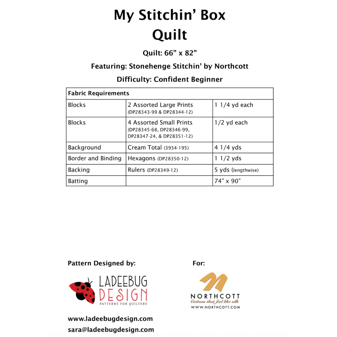 Ladeebug Design ~ My Stitchin' Box Quilt Pattern